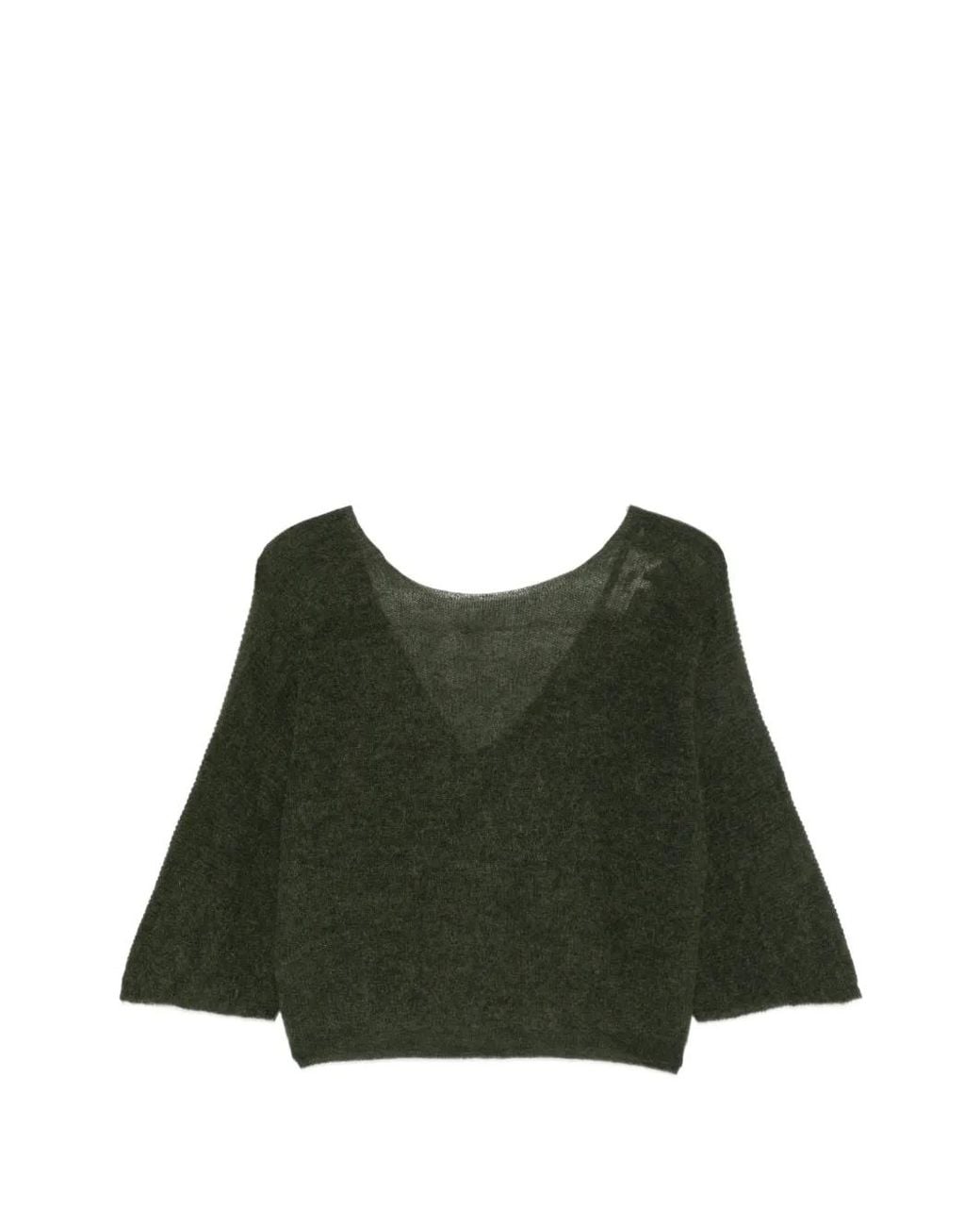 Ba&sh Green V-Neck Crystal-Button Cardigan