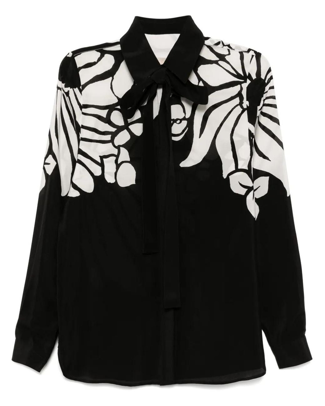 Elie Saab Black Printed Silk Shirt