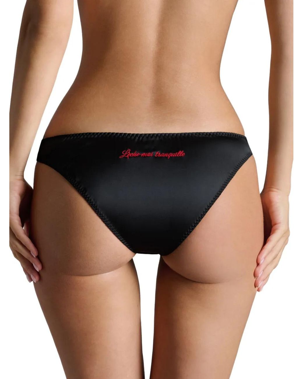 Scandale Black Dédicace Embroidered Satin Briefs