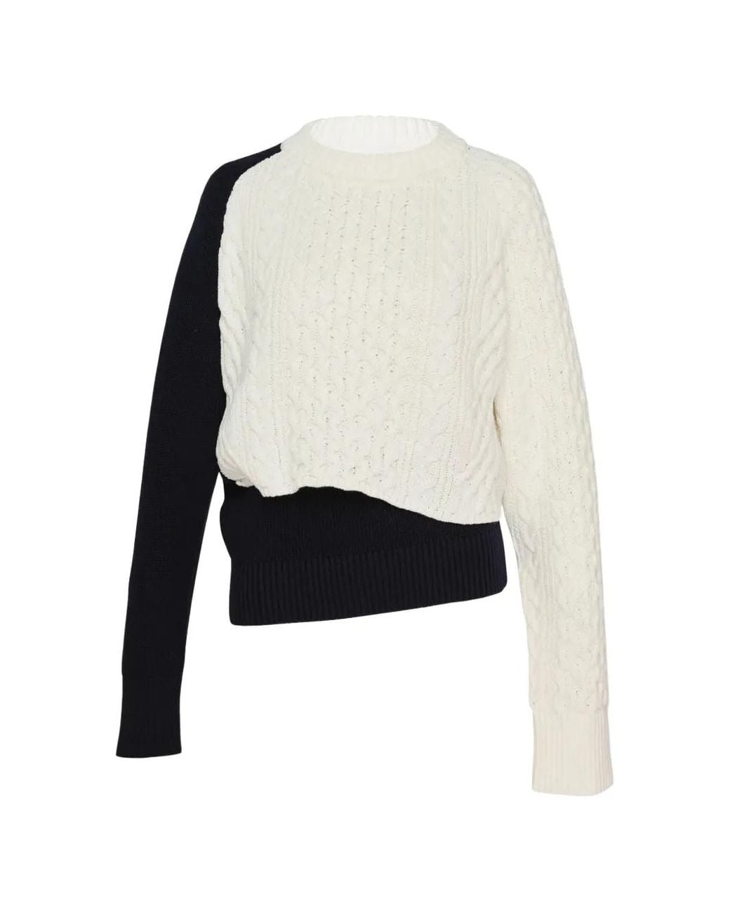 Sacai White Cable-Knit Layered-Effect Sweater