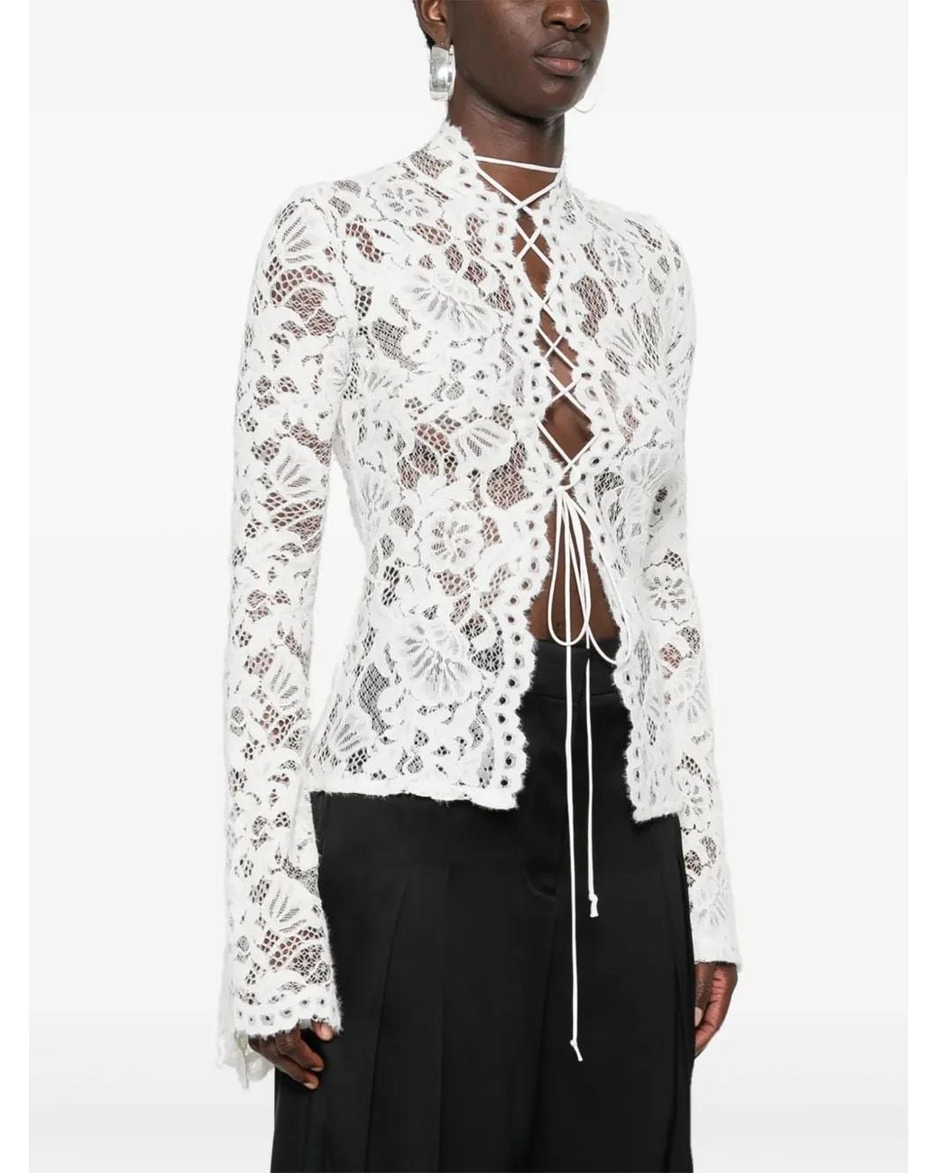 MANURI White Sally Lace Bouse