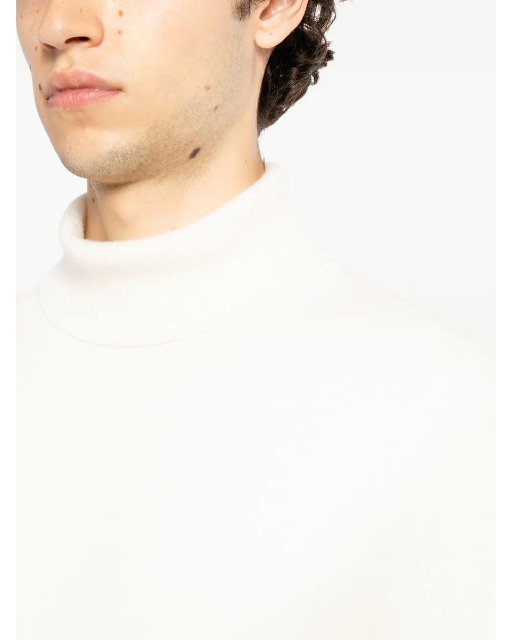 N.Peal Cashmere White Roll-Neck Cashmere Sweater for men