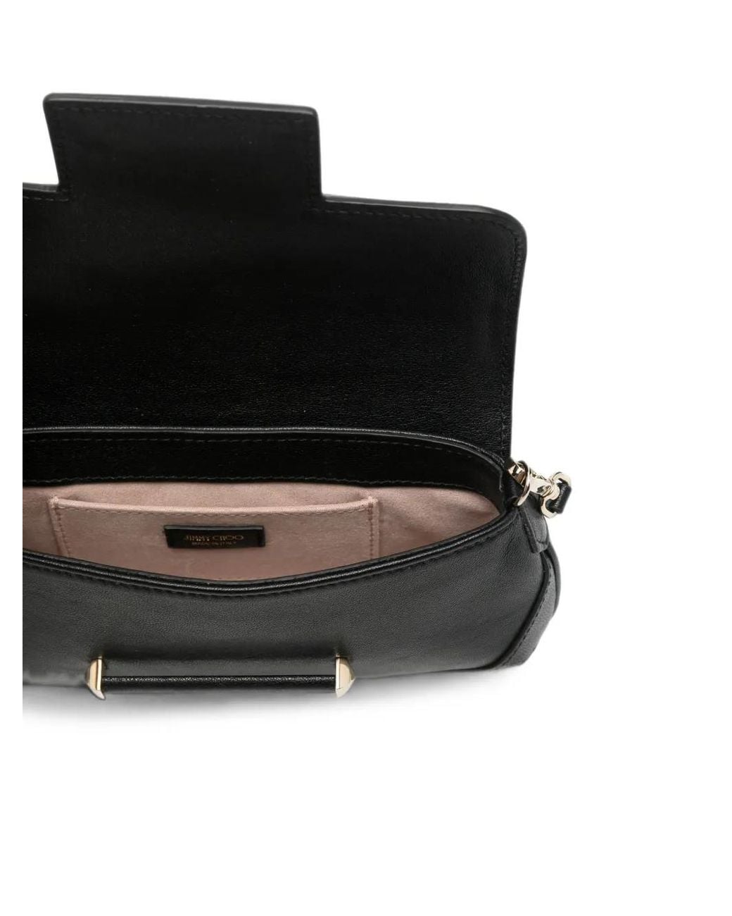 Jimmy Choo Black Bar Buckle-Detail Leather Clutch Bag