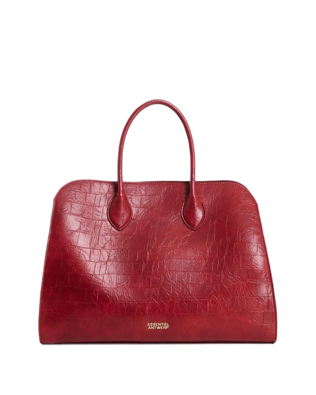 Essentiel Antwerp Red Katarina Croc-Effect Tote Bag