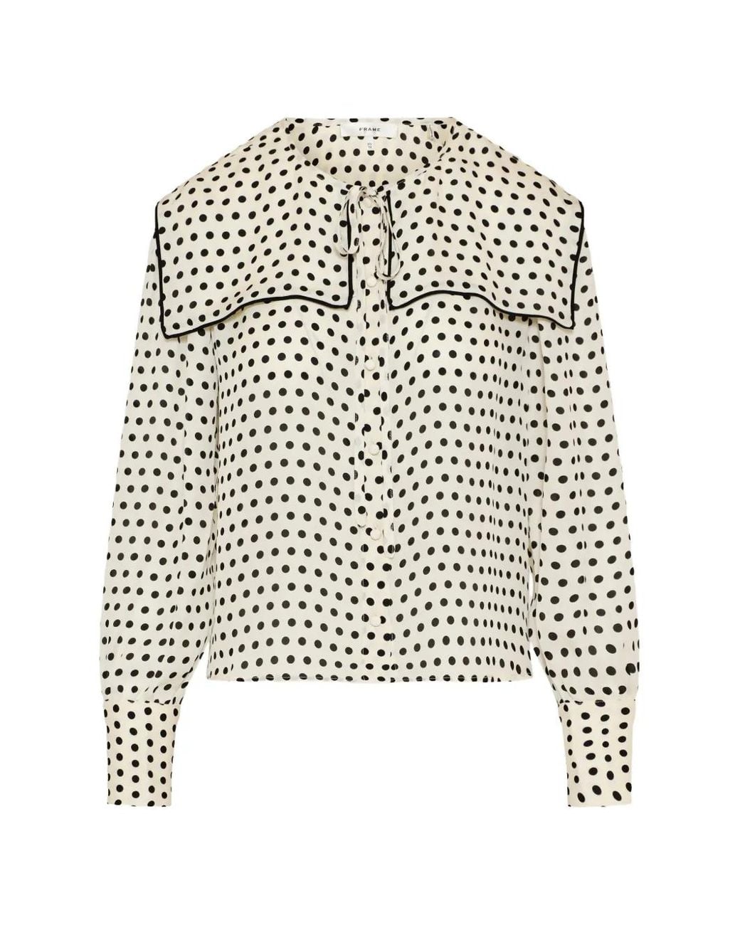 FRAME White Fleet Polka-Dot Silk Blouse