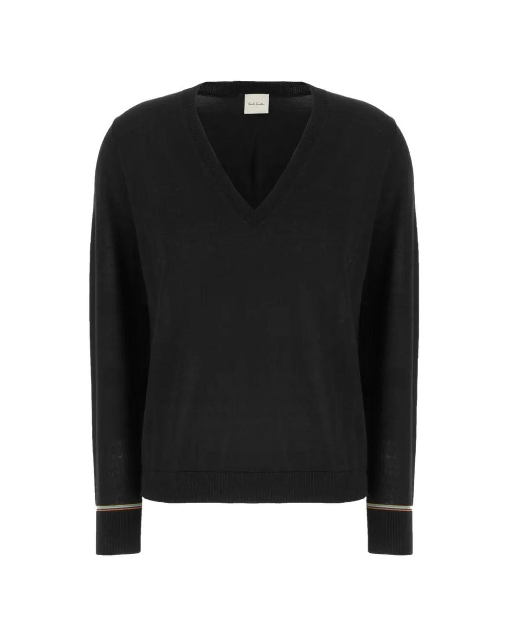 Paul Smith Black V-Neck Striped-Trim Sweater