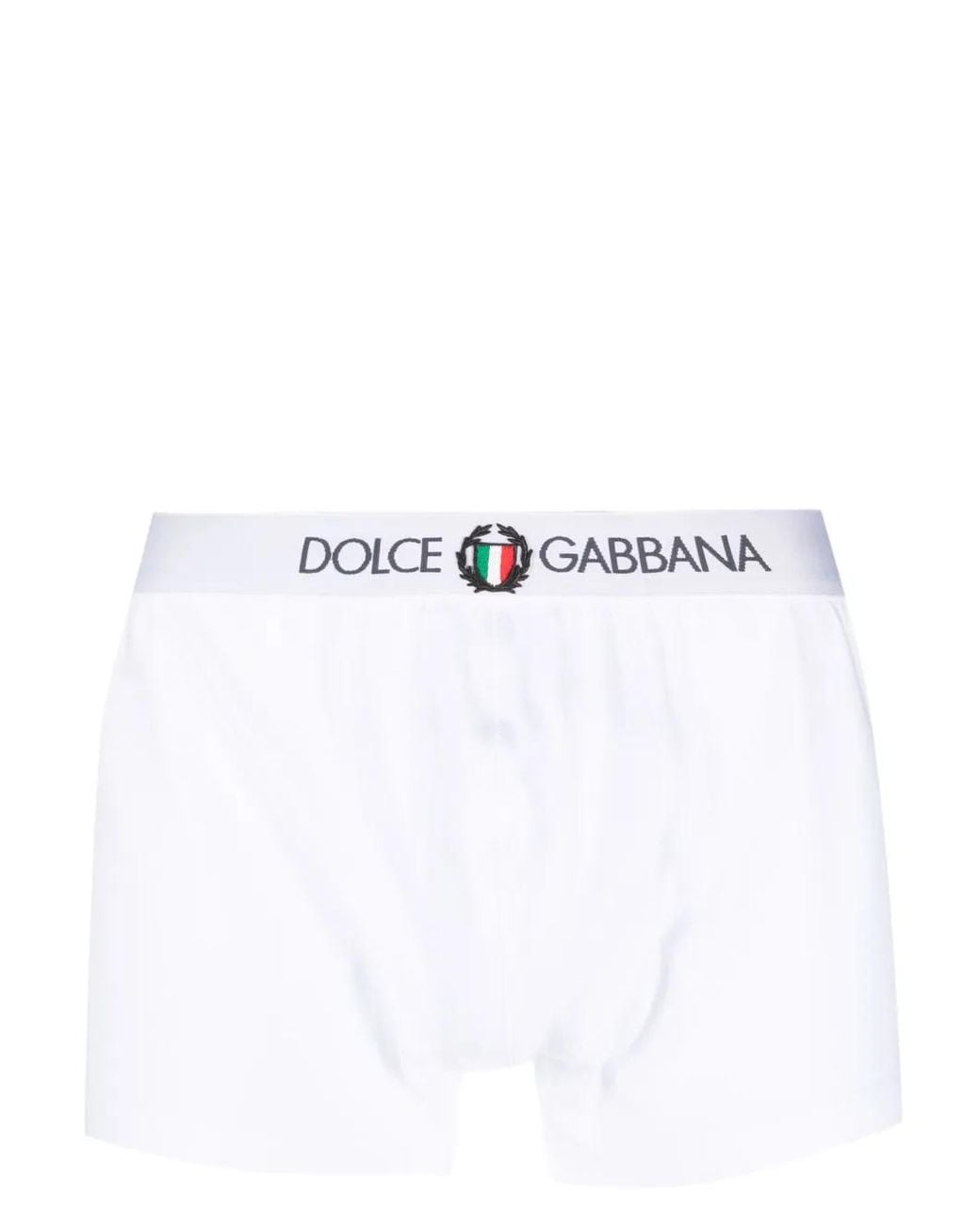 Dolce & Gabbana White Logo-Print Cotton Boxers for men