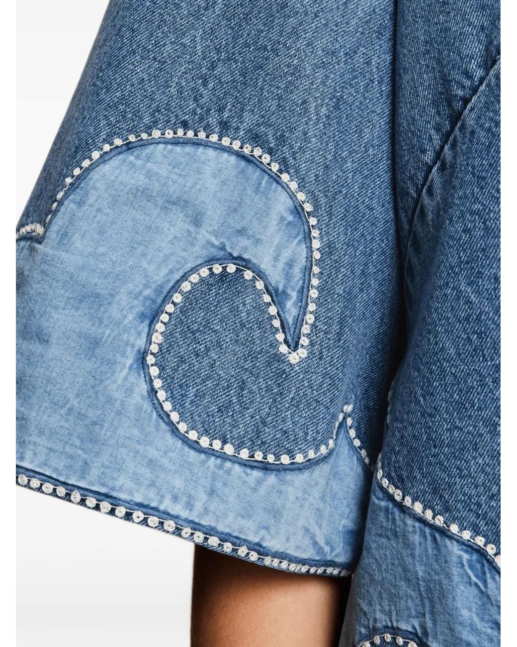 ALÉMAIS Blue Jesse Ruffled Patchwork Mini Dress
