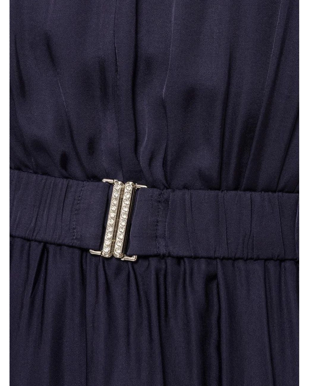 Nissa Blue Robe Mi-Longue Ceinturée À Col V