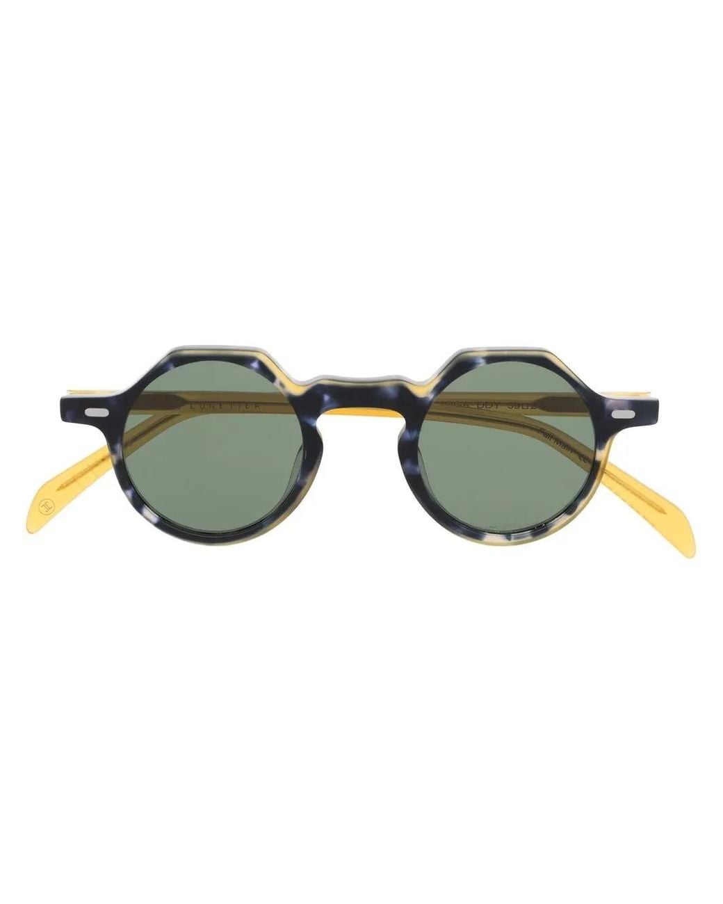 Lesca Green Tortoise Round-Frame Sunglasses