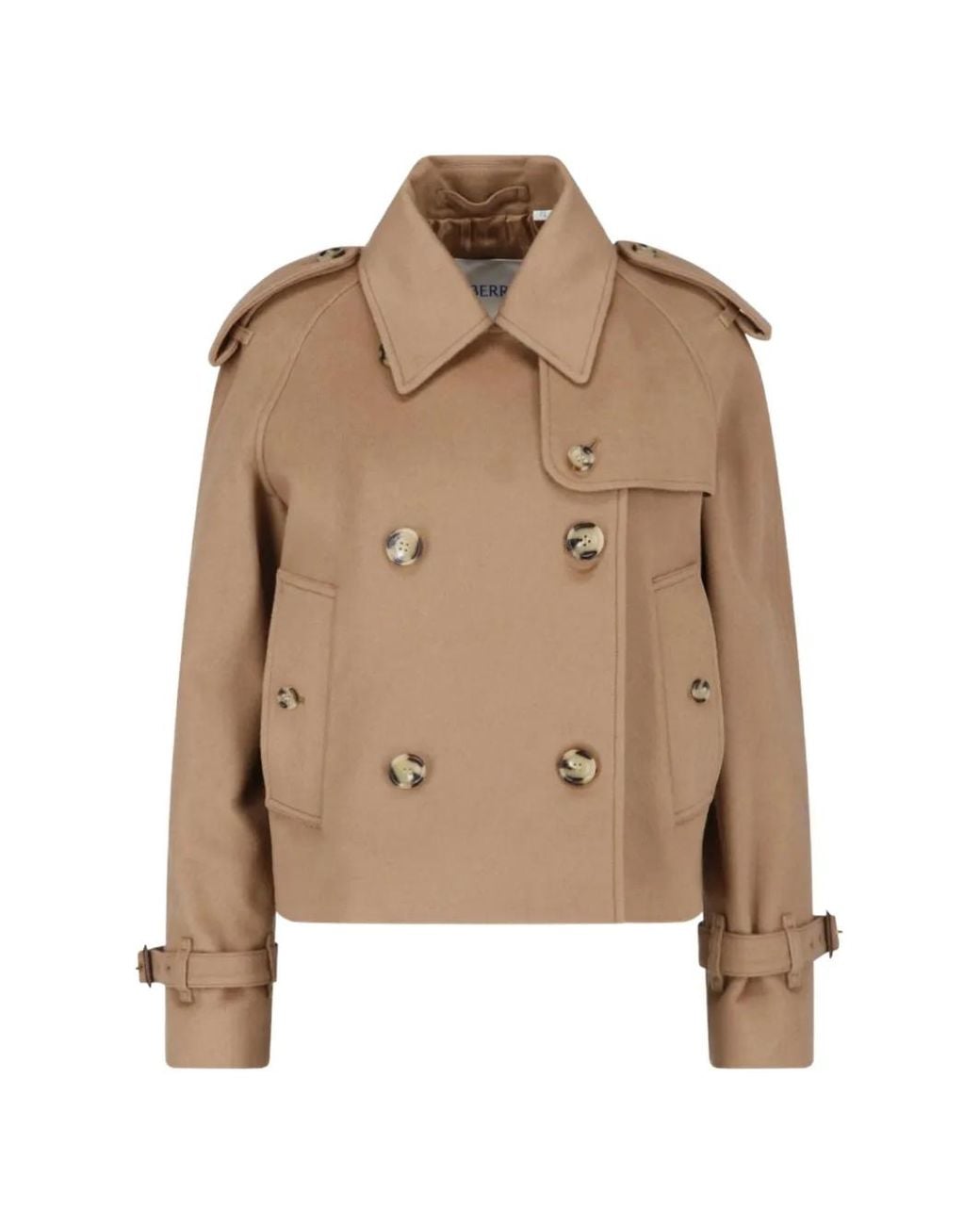 Burberry Natural Cropped Cashmere Mayfair Trench Jacket