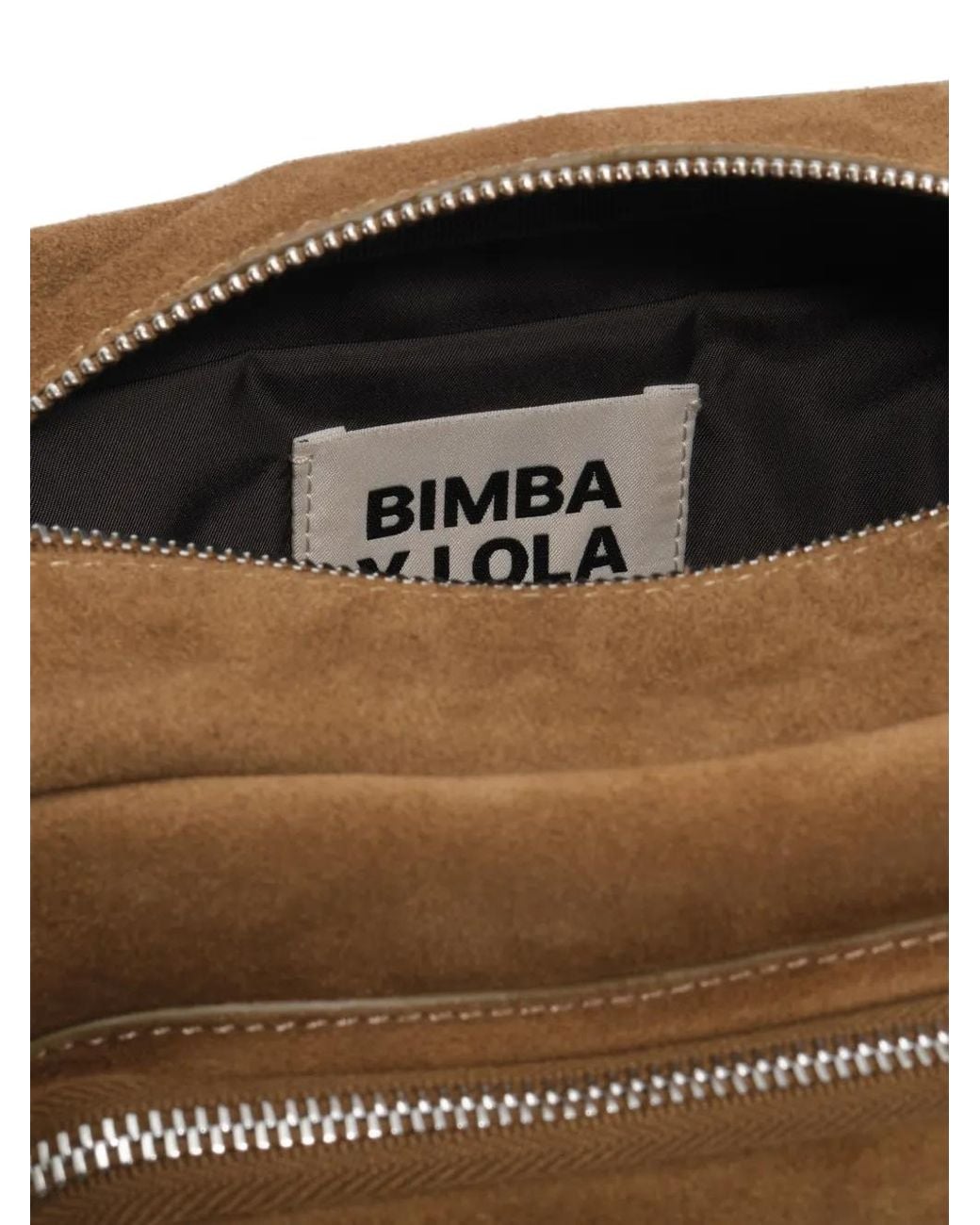 Bimba Y Lola Brown Large Suede Pocket Crossbody Bag