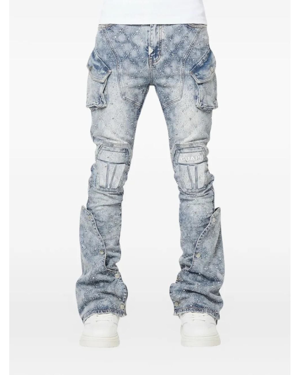 GUAPI Blue Coffin Arc Embellished Jeans for men