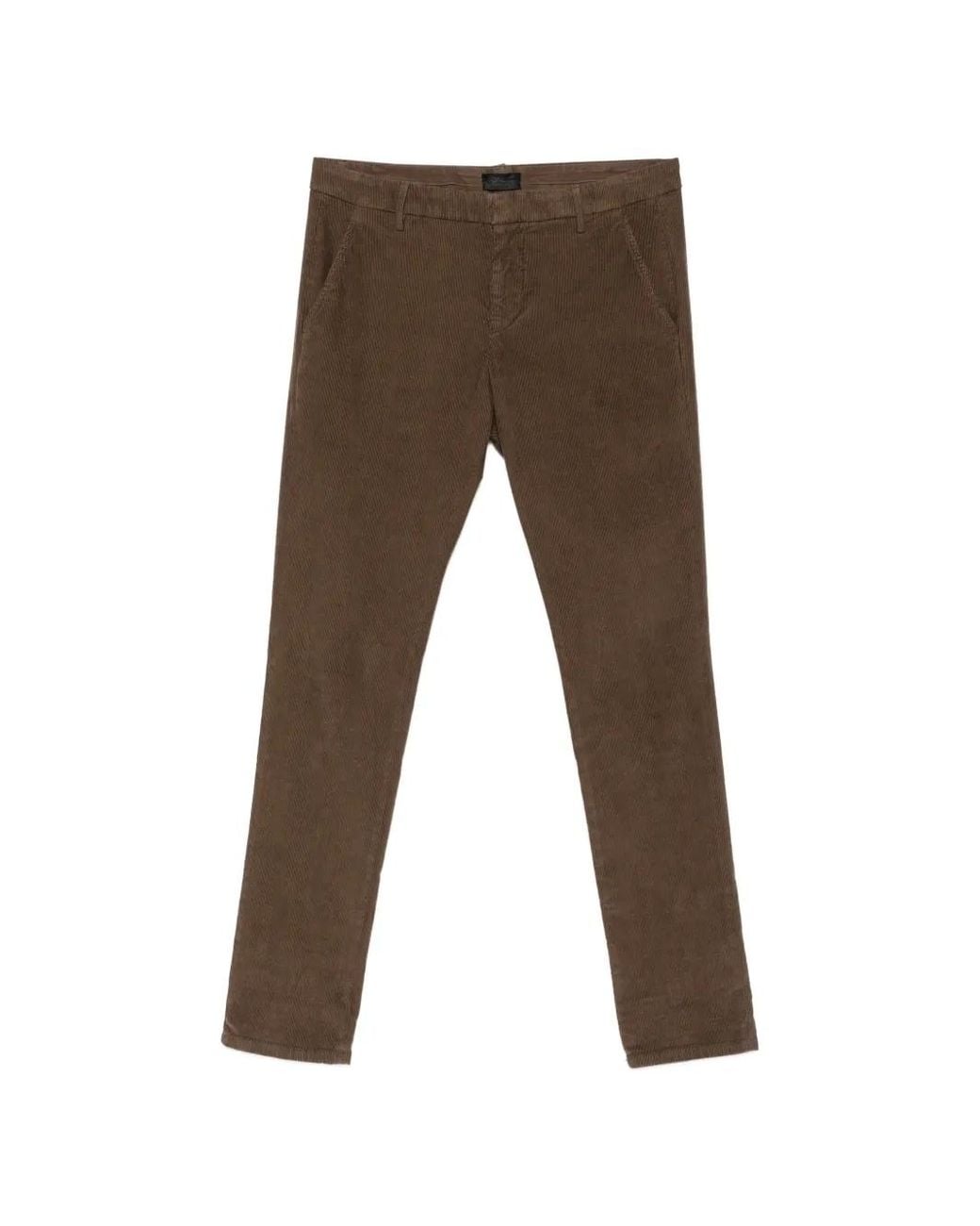 Dondup Gray Corduroy Slim-Fit Trousers for men