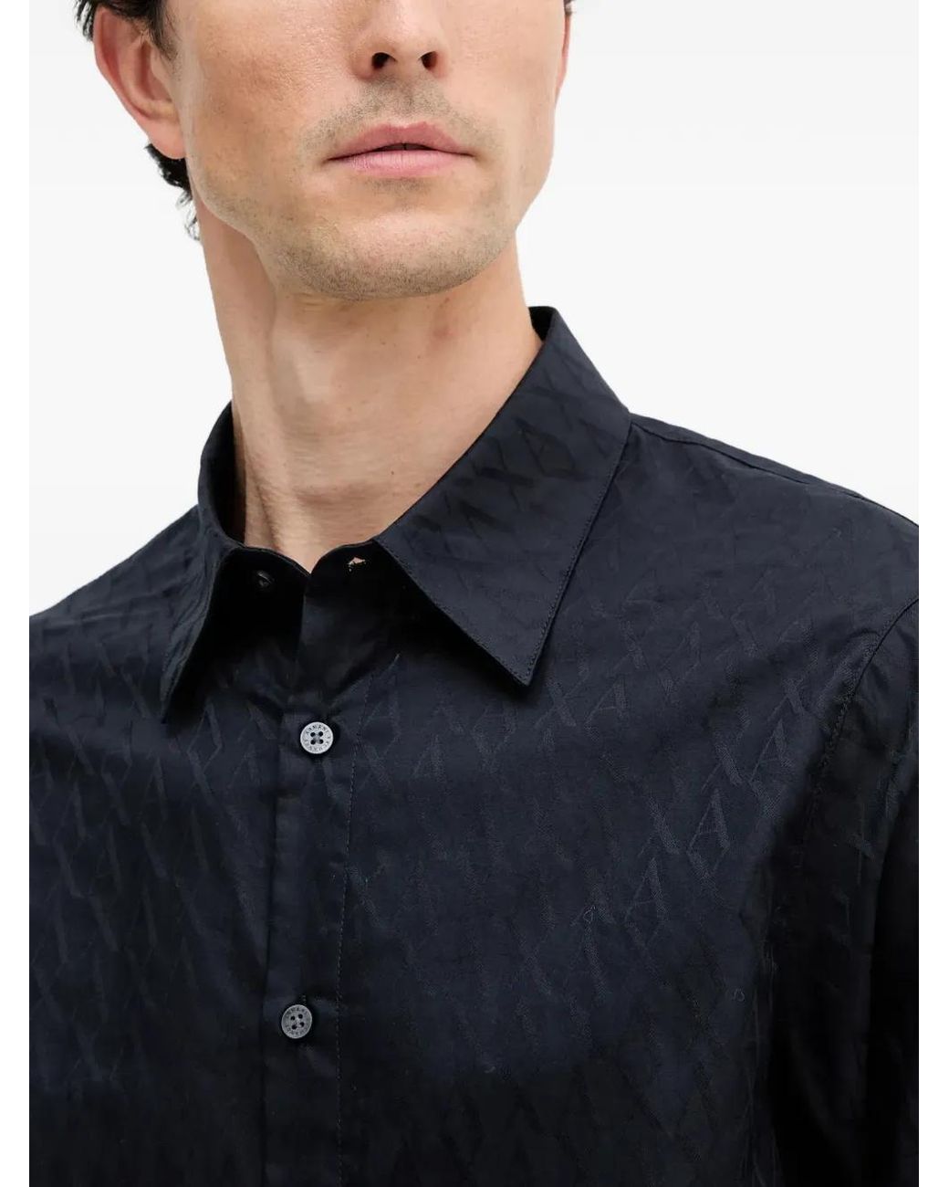ARMANI EXCHANGE Black Patterned Button Shirt for men