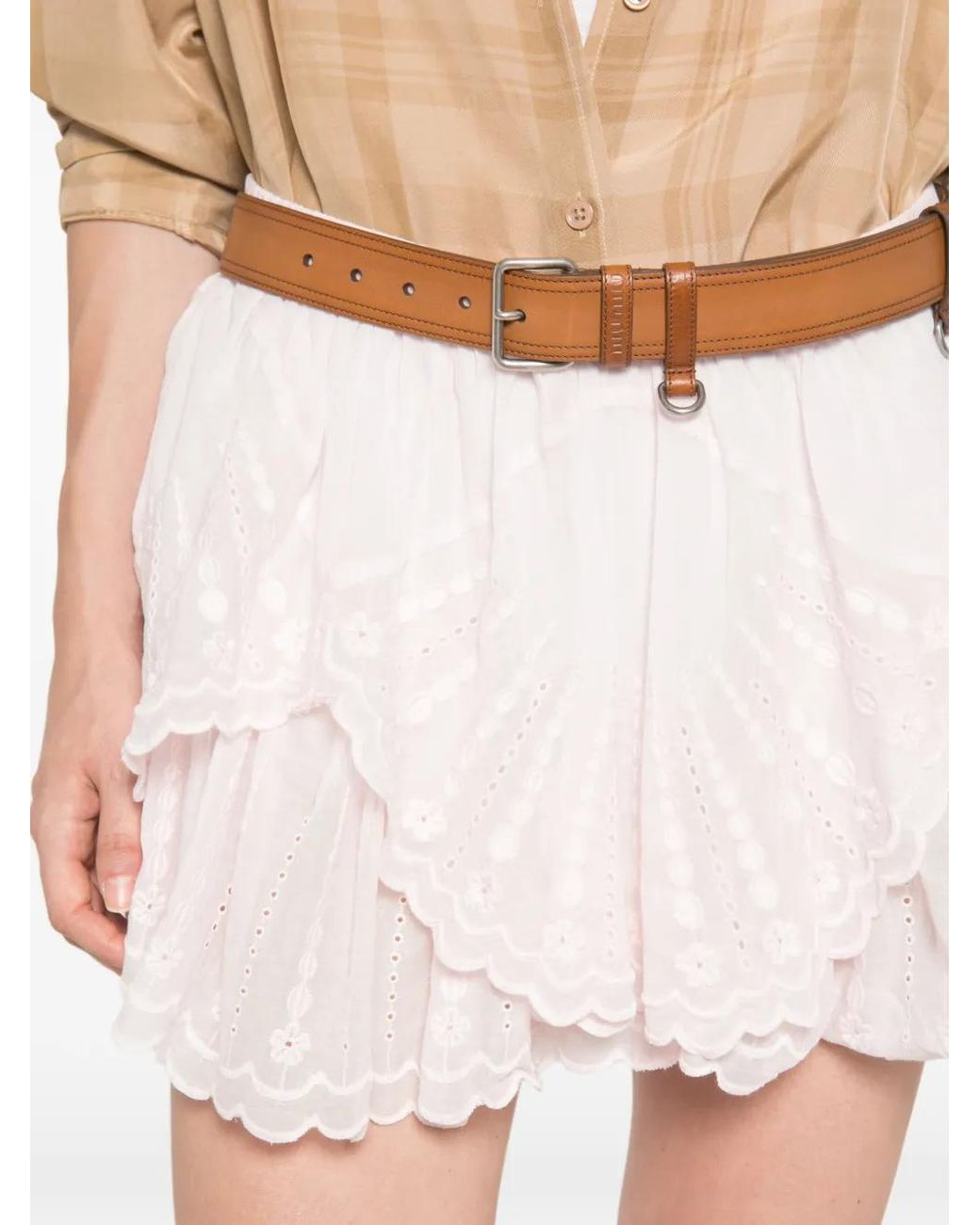 Isabel Marant Pink Short En Broderie Anglaise À Logo