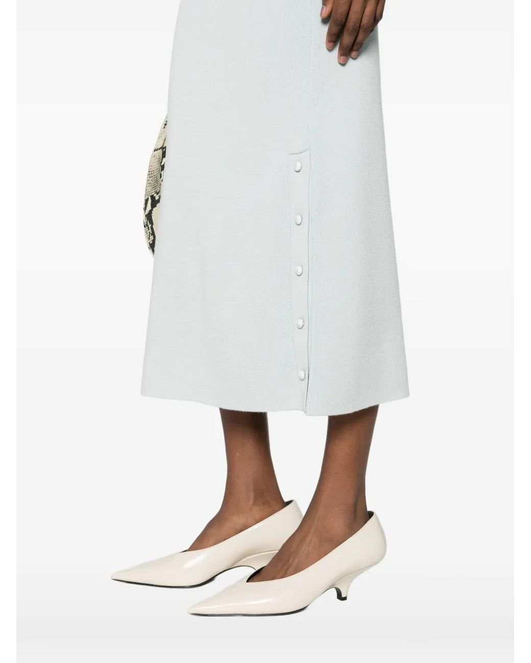 Jil Sander White Button-Detail Midi Skirt