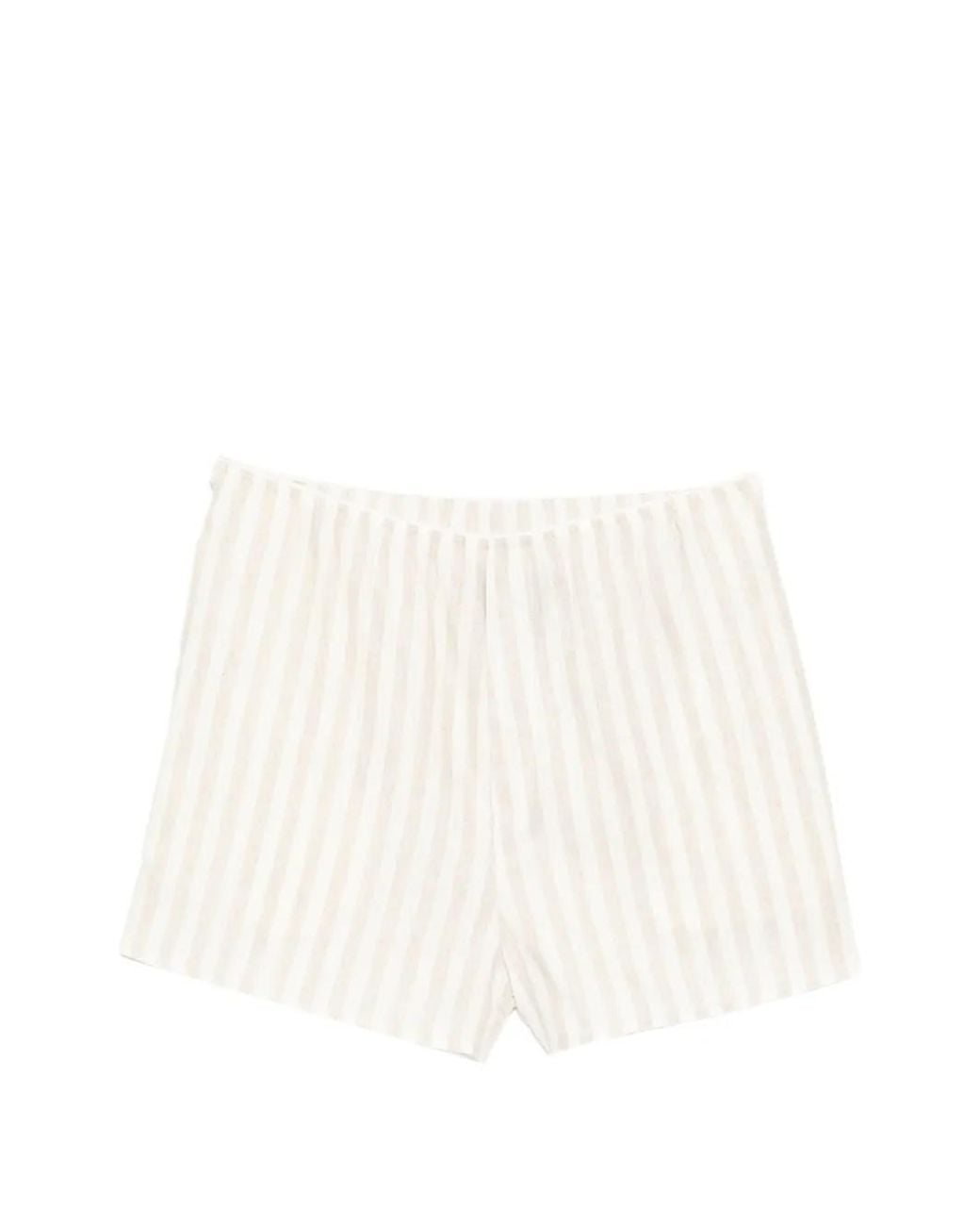 Bambah White Pinstripe Linen Short
