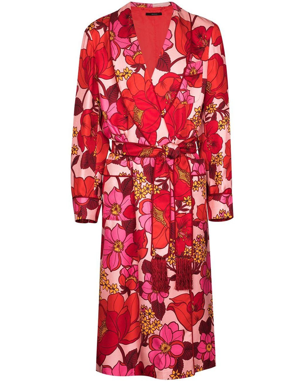 Tom Ford Floral-print Silk Robe in Red for Men | Lyst