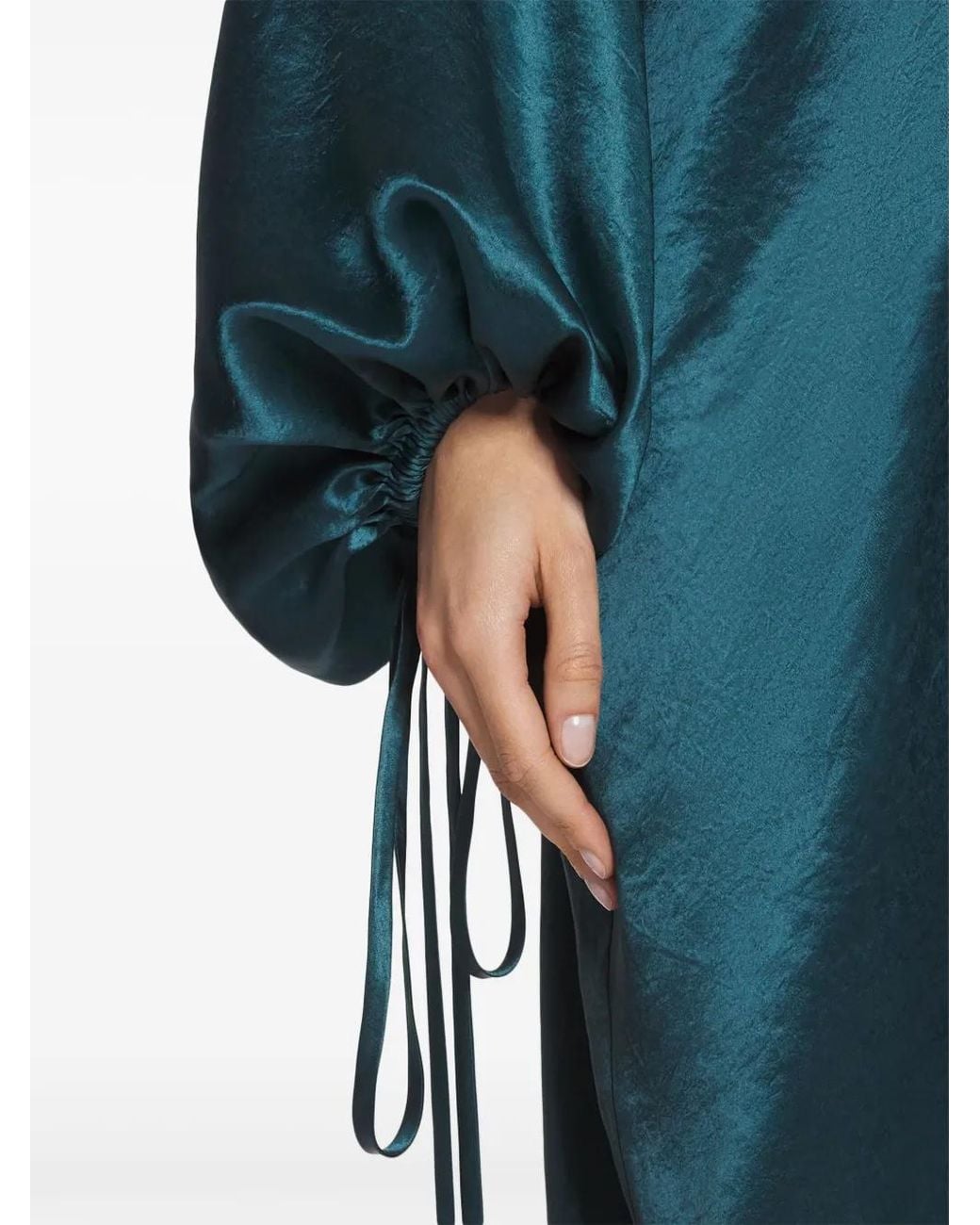 Lanvin Blue Satin-Finish Midi Dress