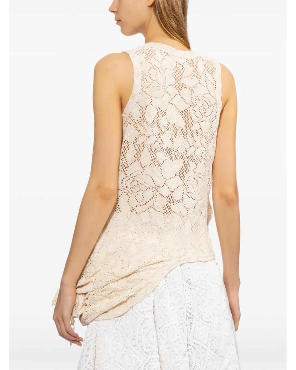Comme des Garçons White Floral-Embroidered Vest
