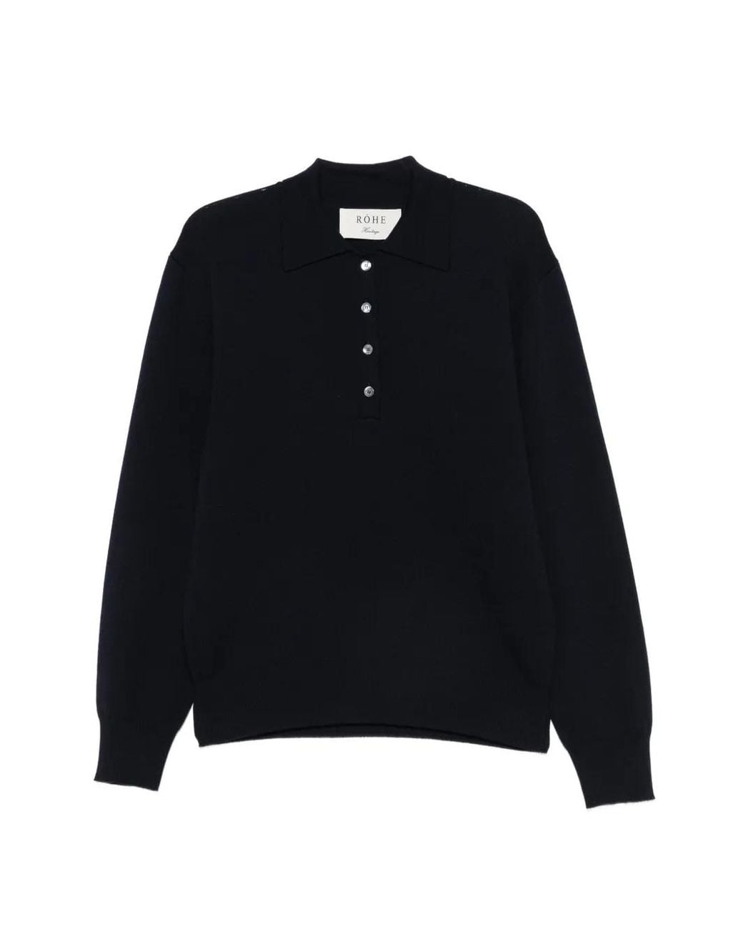Rohe Black Button-Placket Polo Sweater