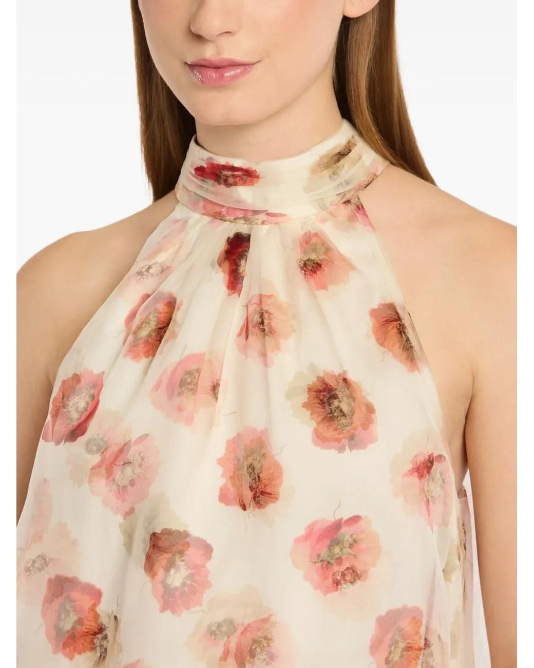 Cinq À Sept Pink Floral Halterneck Blouse