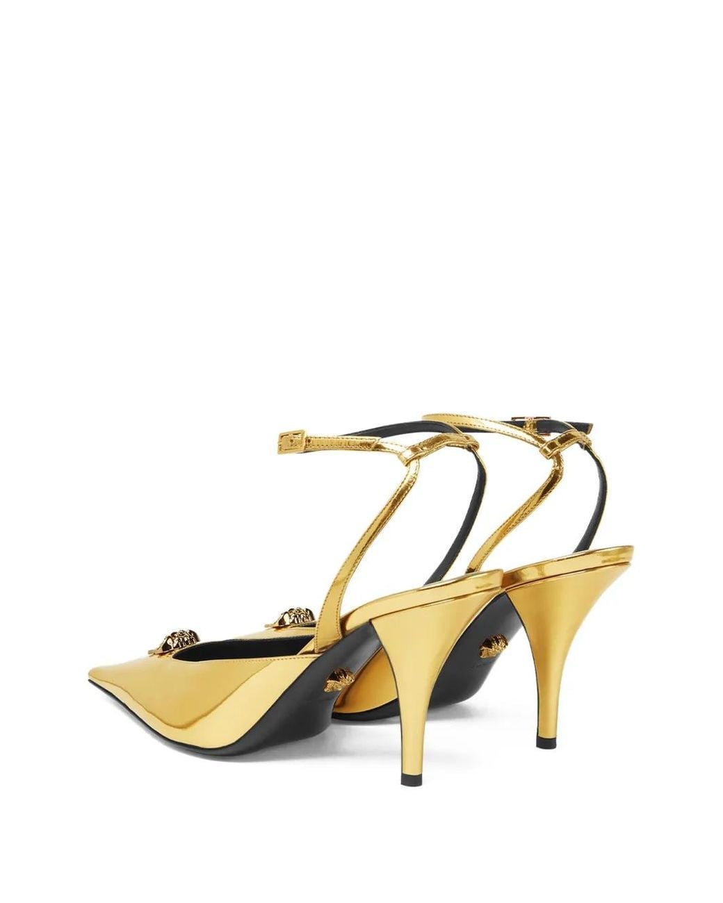 Versace Medusa Bow Metallic Pointed Toe Slingback Pump