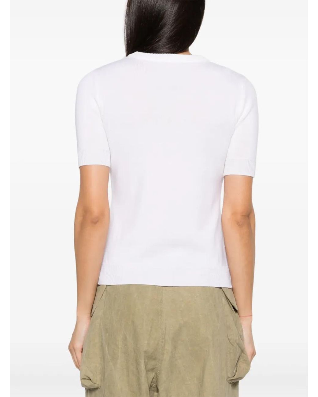 Moschino White Logo-Tag Short-Sleeve Top
