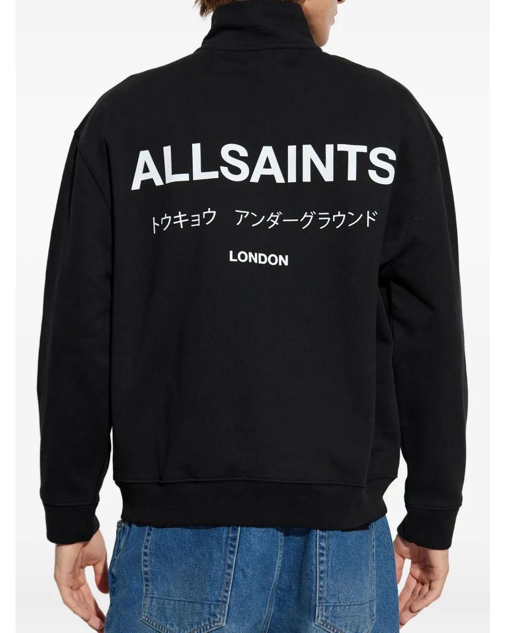 Pull AllSaints Col Rond Homme - Taille M - Noir - Occasion Très Bon état - Coton - Logo Discret