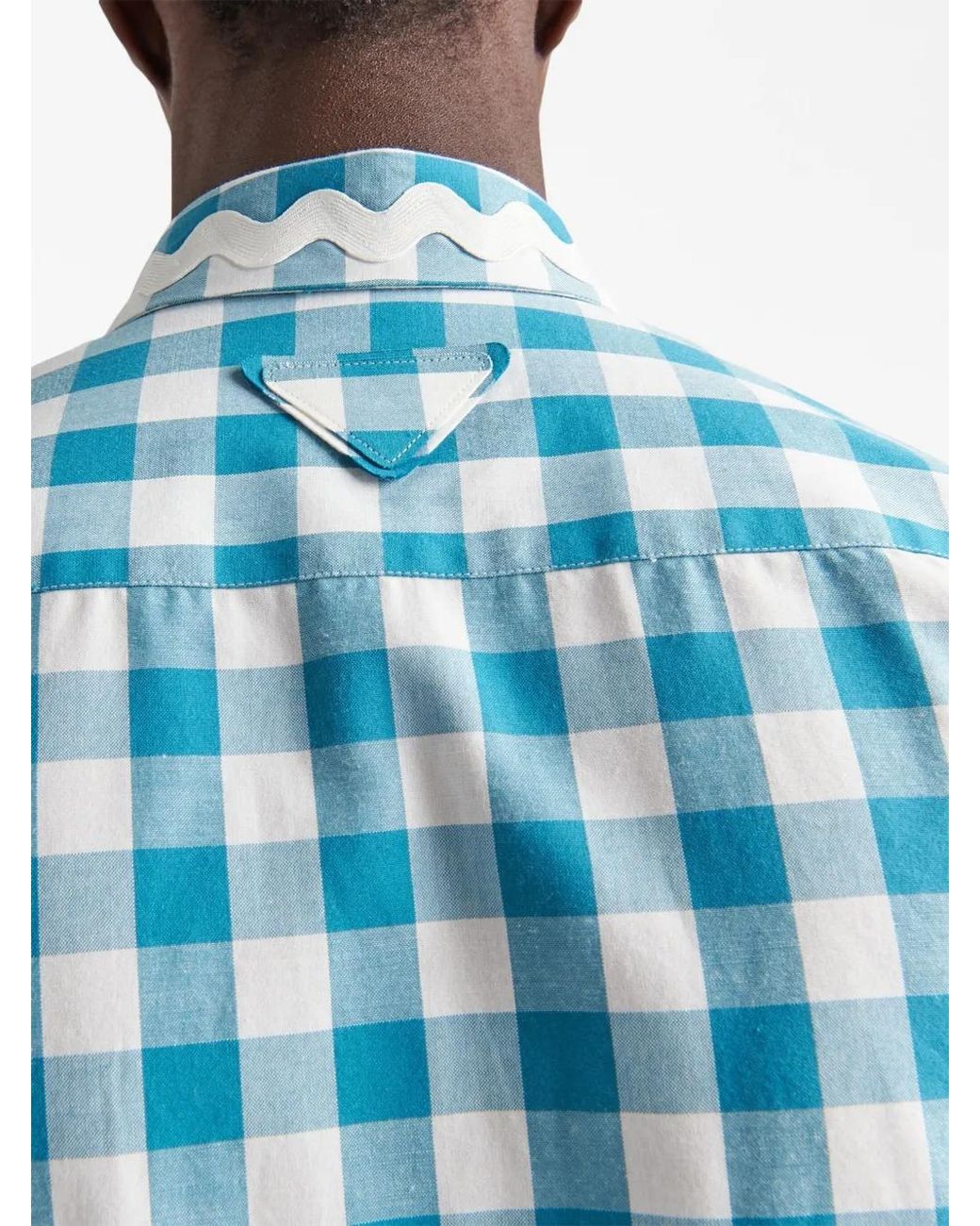 Camicia A Quadretti di Prada in Blue da Uomo