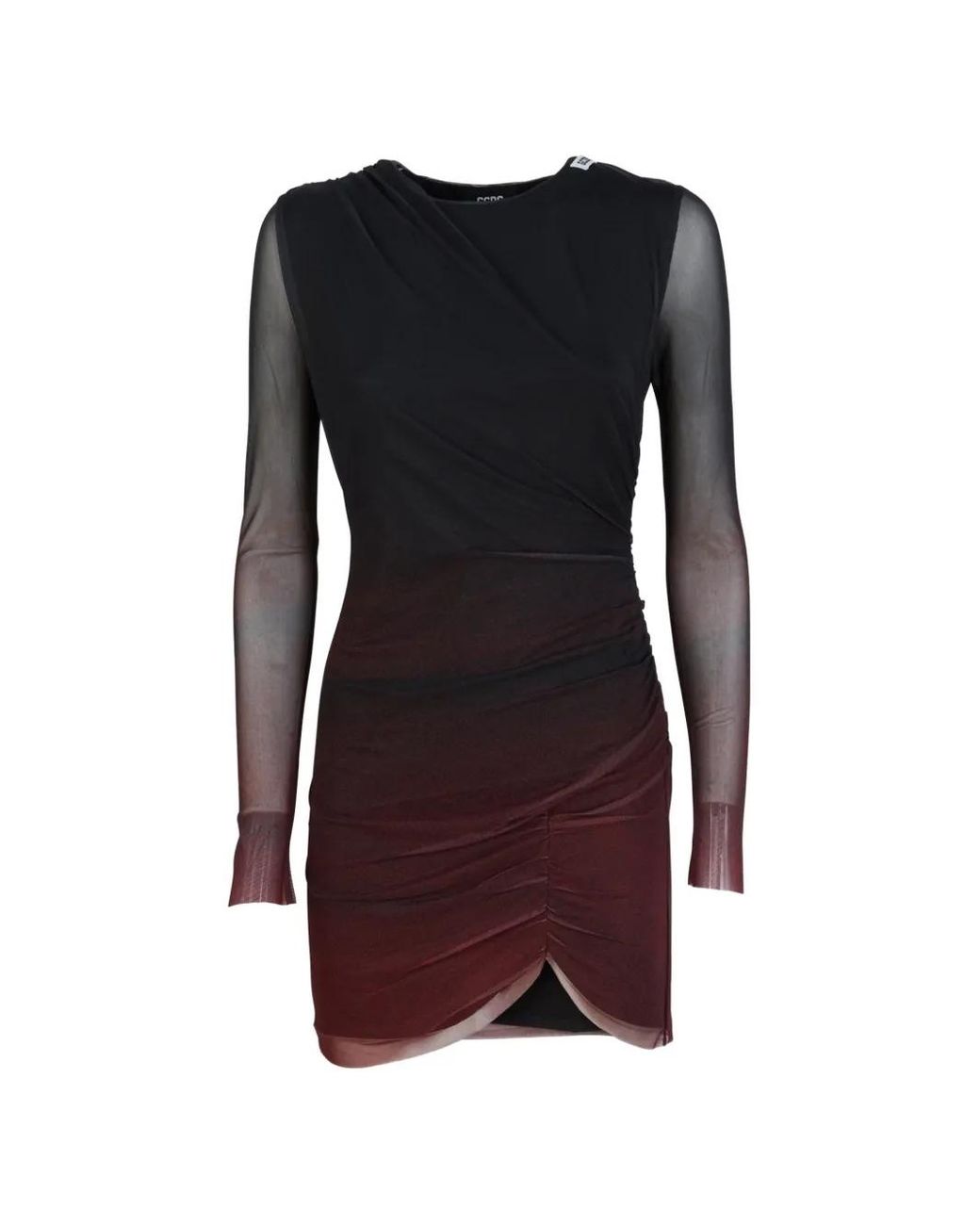 Gcds Black Ruched Tulle Mini Dress