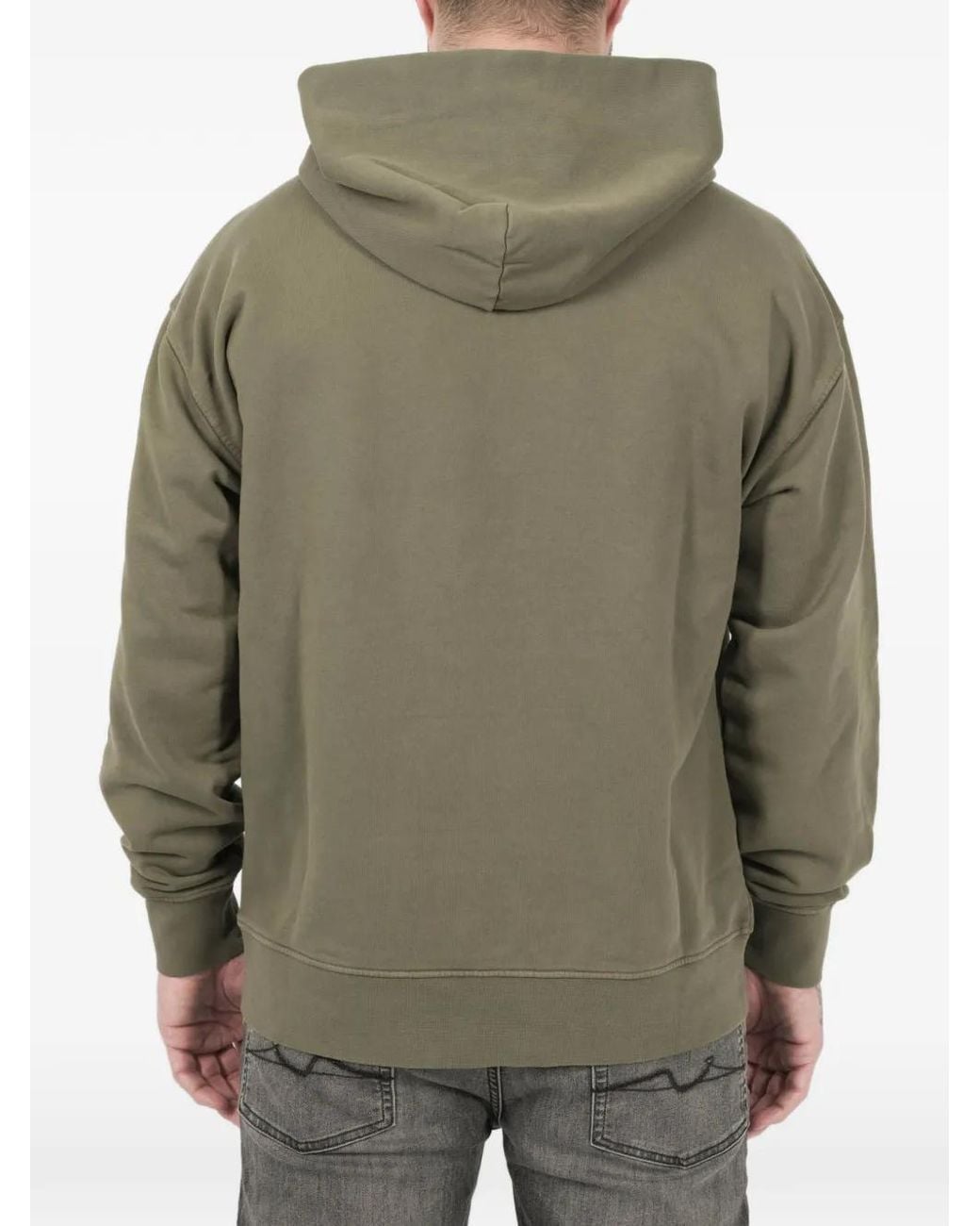 C P Company Green Logo-Embroidery Hoodie for men