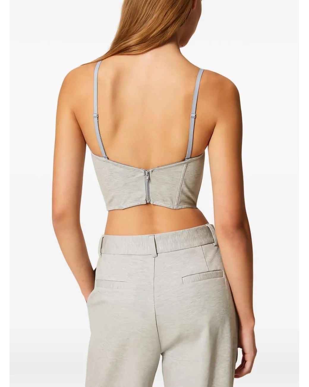 Twinset Gray Actitude Shaped Cup Bustier Top