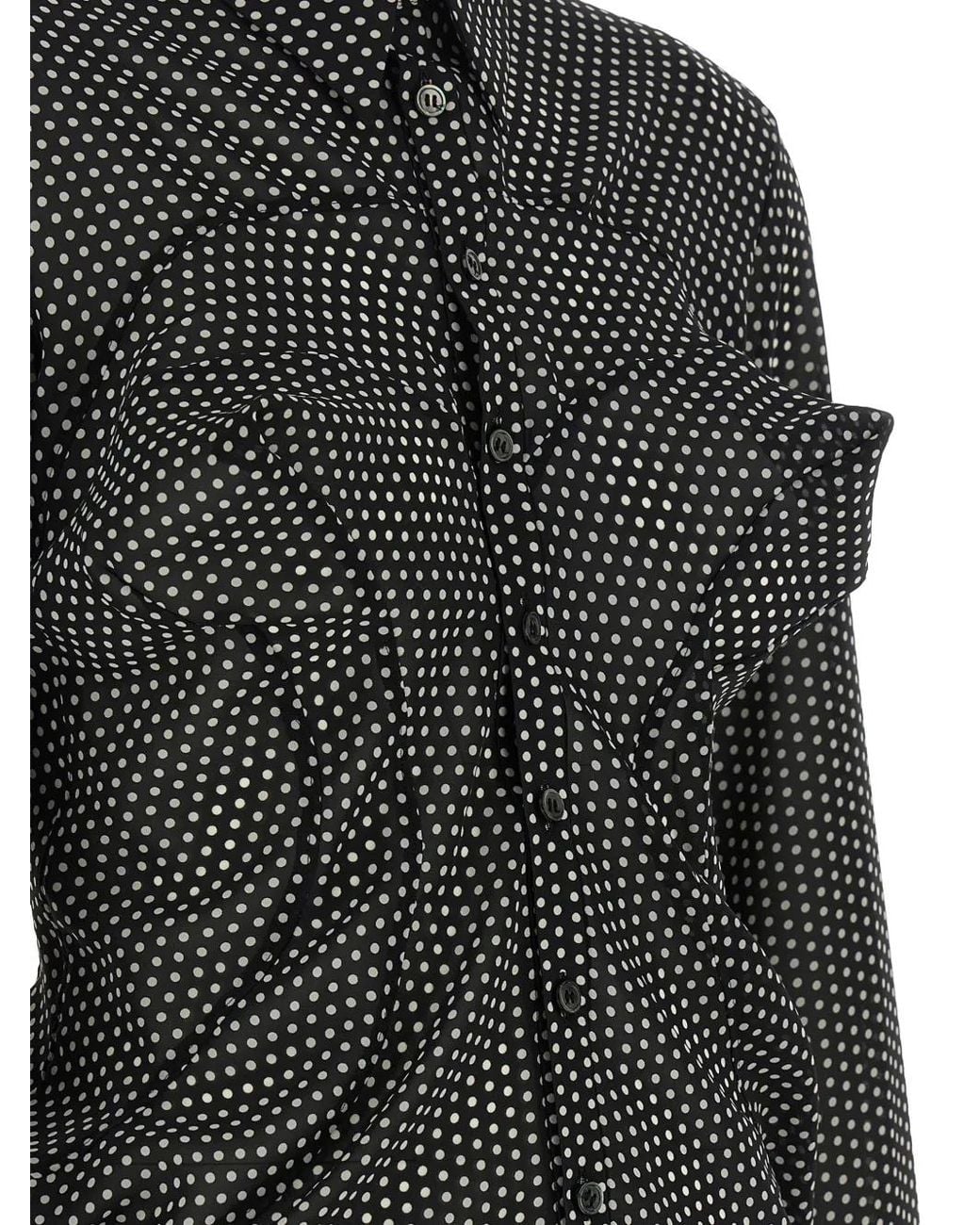 Junya Watanabe Black Polka-Dot Asymmetric-Hem Shirt