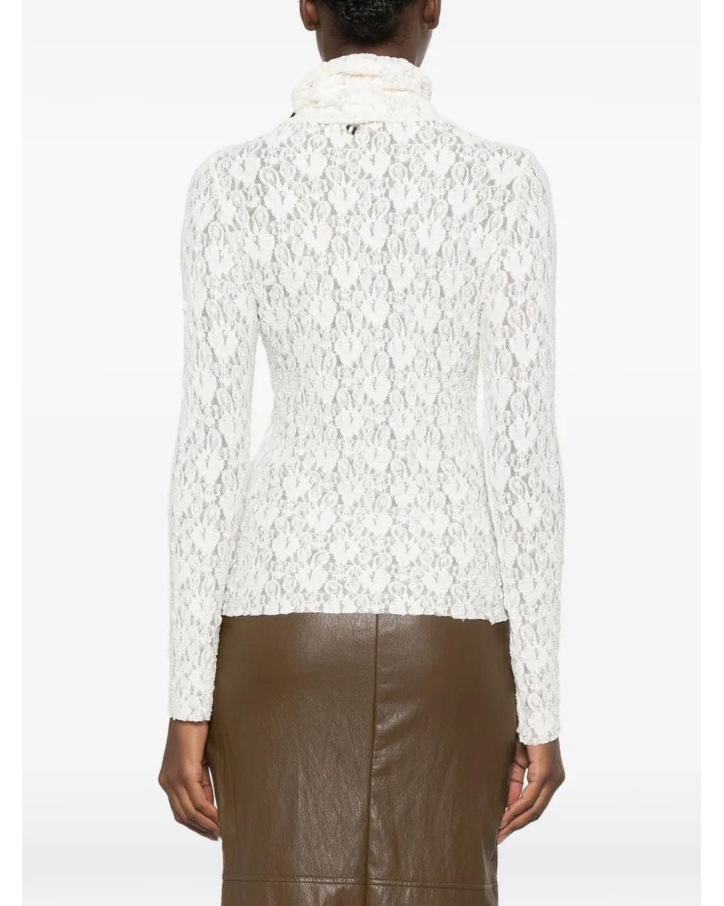 Dixie White Lace Roll-Neck Top