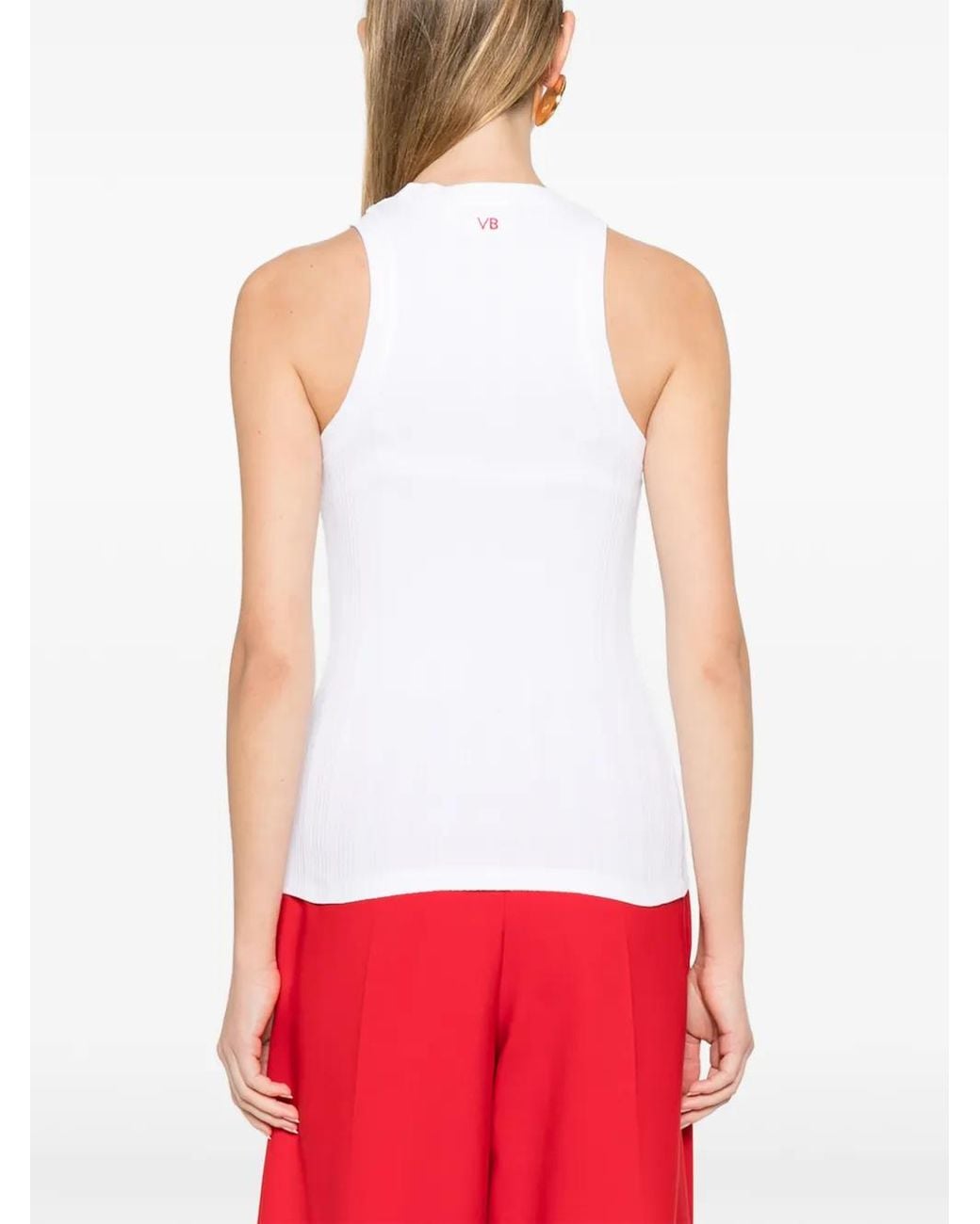 Victoria Beckham White Ribbed Tank Top