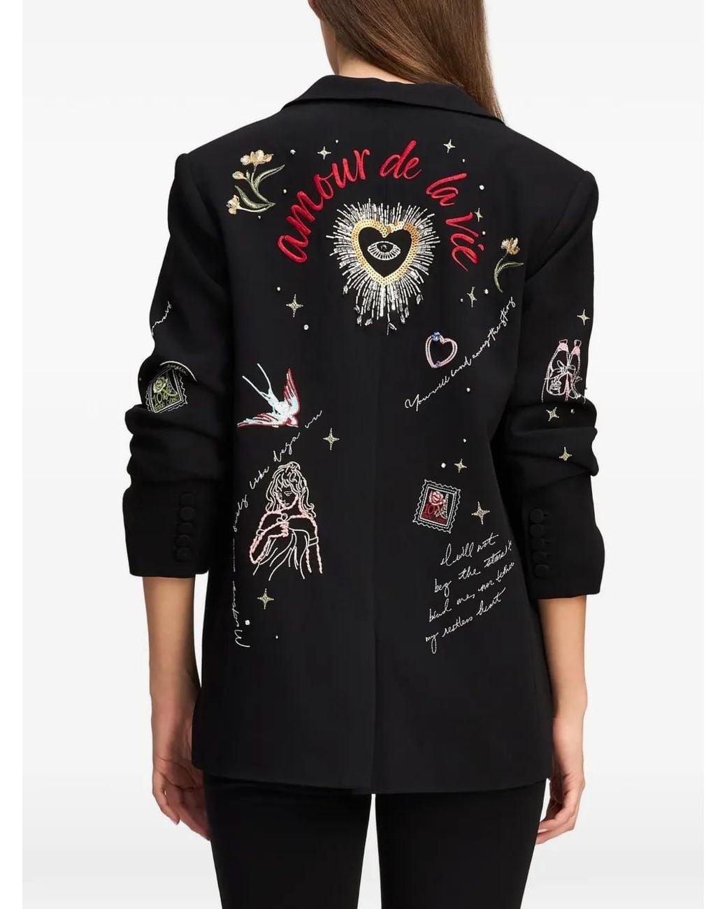 Cinq À Sept Black Kelsa Starry Scribbles Embellished Blazer