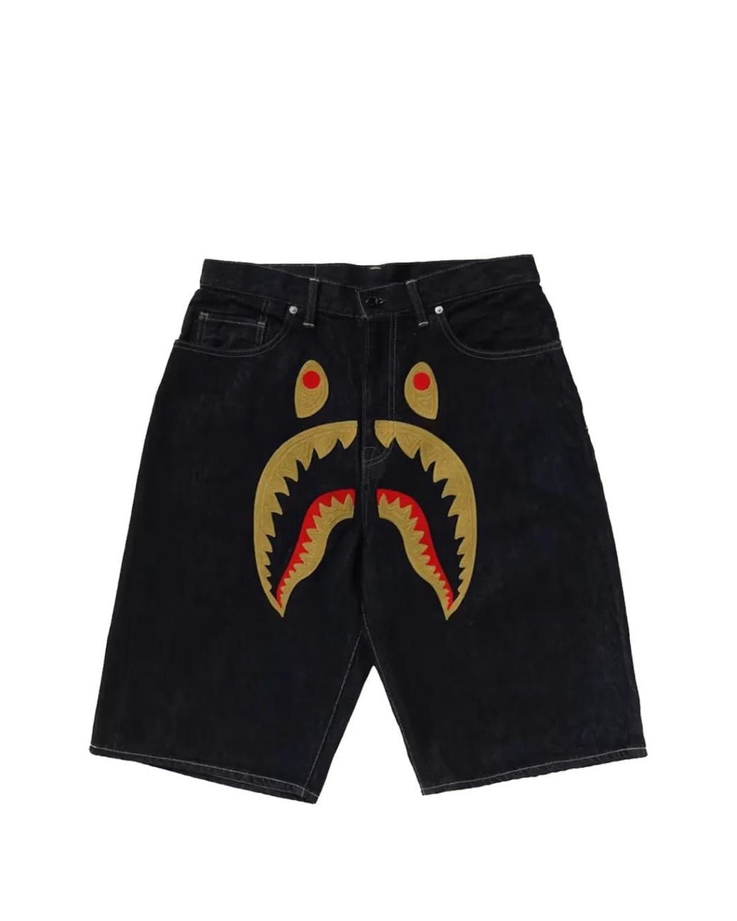 A Bathing Ape Blue Shark Denim Shorts for men