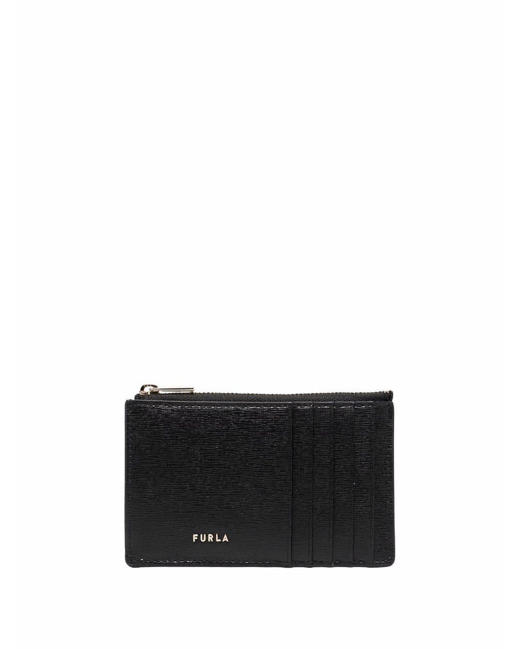 Furla Leather Logo Cardholder Wallet in Black - Lyst