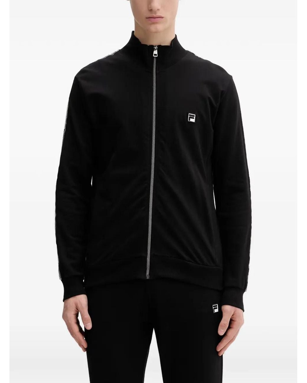 Fila Black Logo-Patch Zip-Up Tracksuit for men