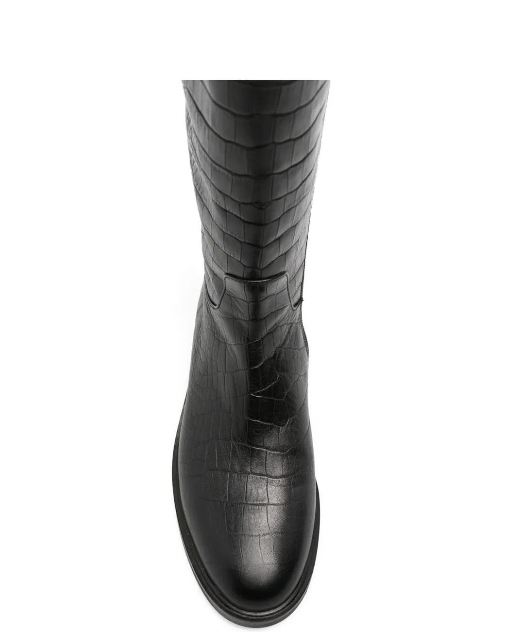 ADRIANNA FERETTI Black Crocodile-Effect Over-The-Knee Boots