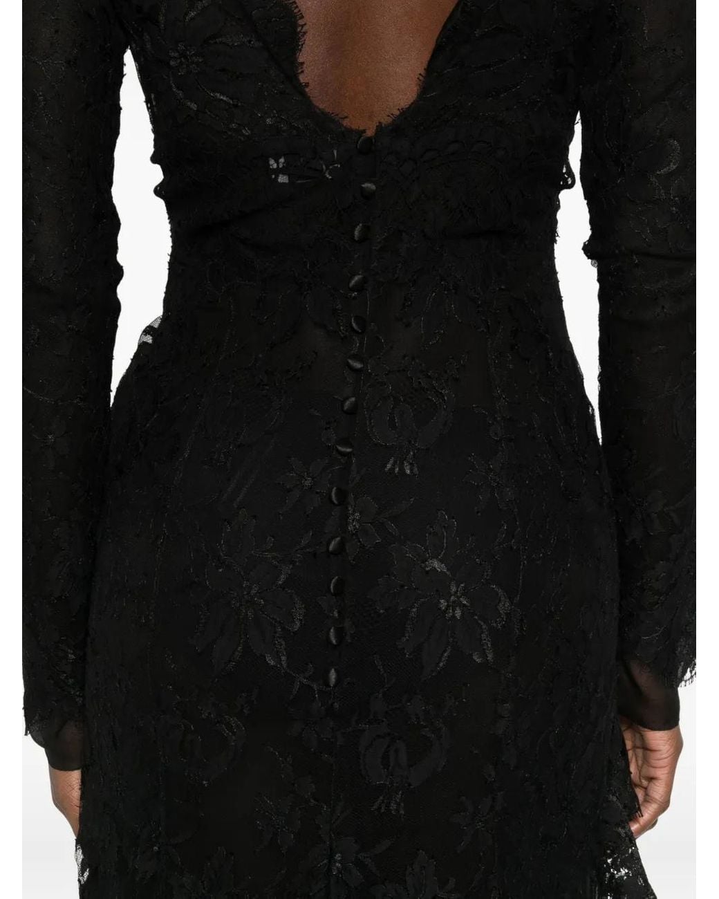 chinese dress ladies Long Sleeve La Femme Short Black Lace Party Dress Black / 0