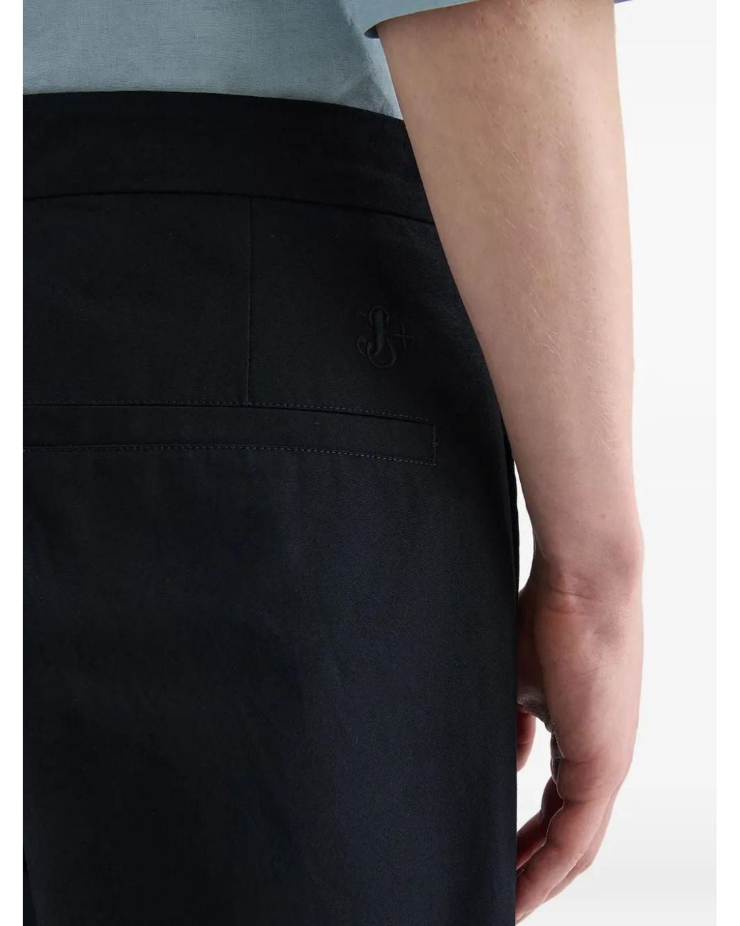 Jil Sander Blue Back Welt Pockets Cotton Trousers for men