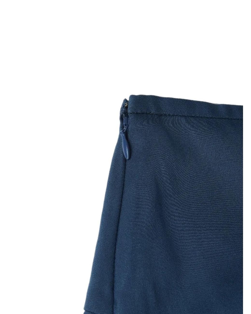 Shanghai Tang Blue Jupe Asymétrique À Volants Superposés
