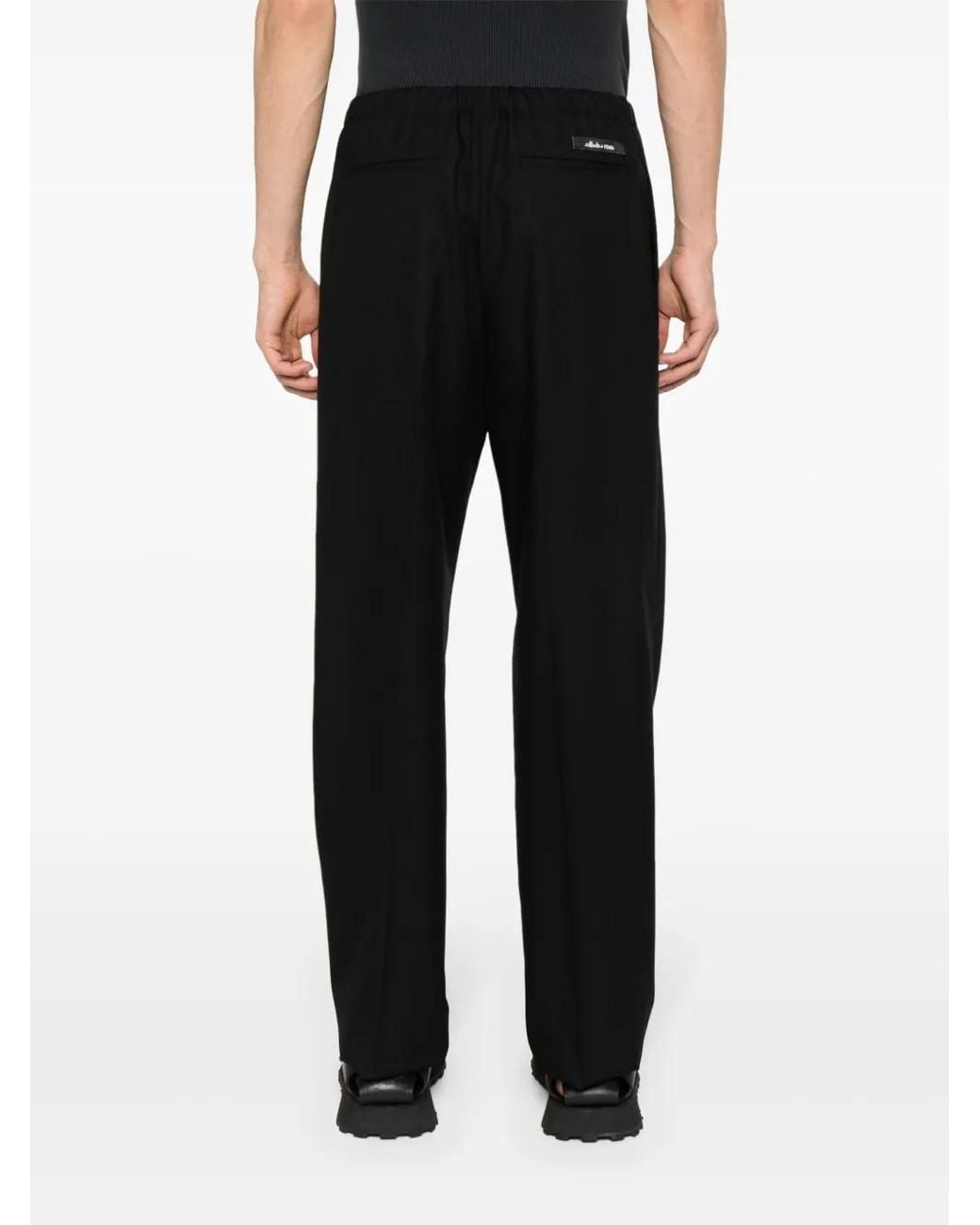 Fendi Black Virgin-Wool Straight-Leg Trousers for men