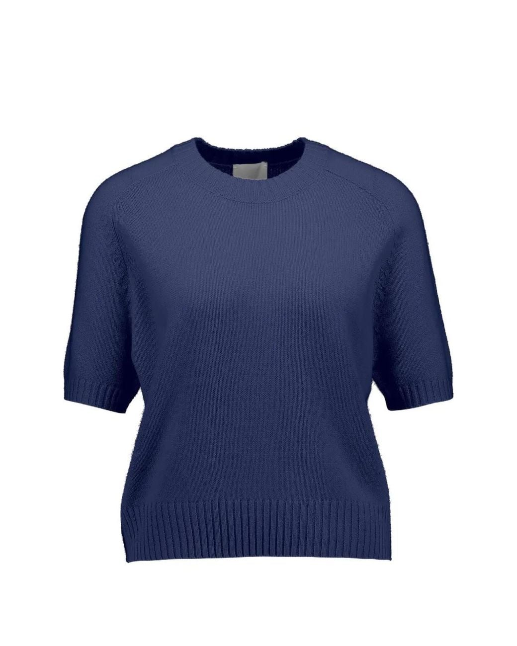Allude Blue Short-Sleeve Crew-Neck Sweater