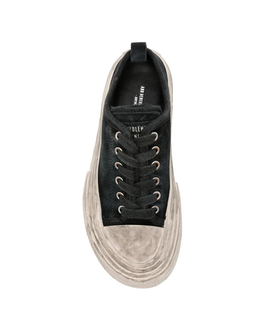 Ann Demeulemeester White Distressed-Effect Lace-Up Sneakers