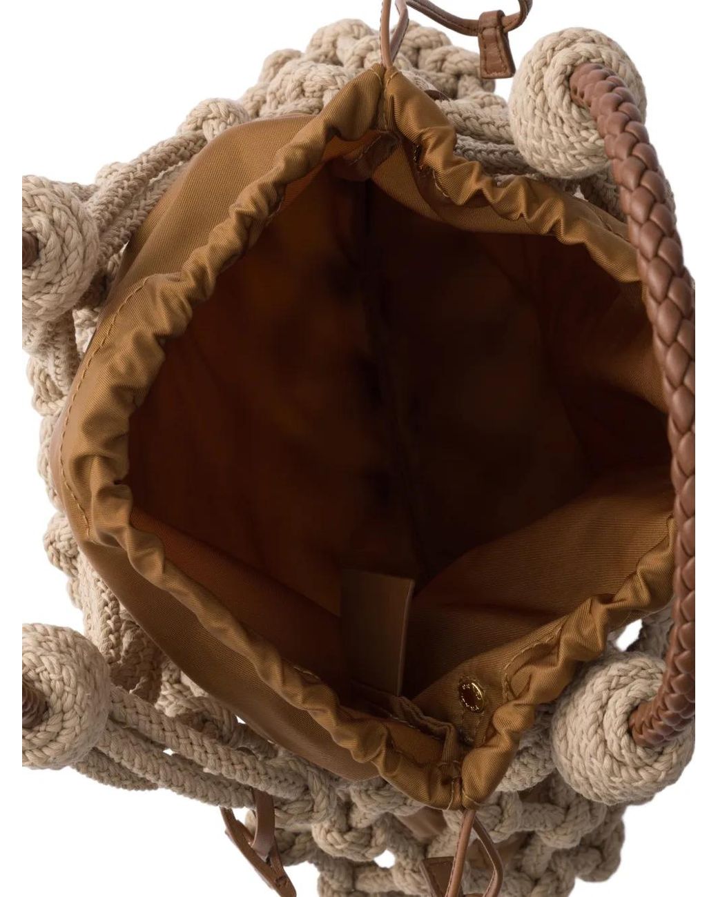 Prada Brown Noué Medium Cotton Macramé Bag