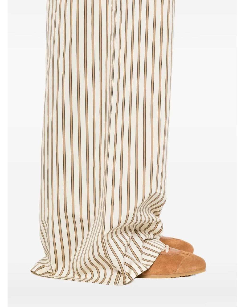 Max Mara Natural Striped Wide-Leg Trousers